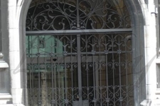 Traditional gates in stone doorway