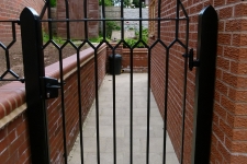 Completed gothic gate - the welds were styled to mirror the leadwork in the clinet\'s windows